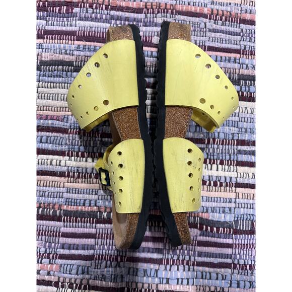 Birkenstock Birki's Yellow Green Perforated Sandals - 7/ 7.5 38EU - Picture 2 of 9